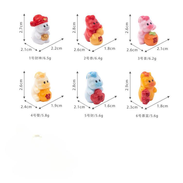 6Pcs/set Multicolors New Year Horse Miniatures Resin Animal Ornaments Fairy Garden Decoration Micro Landscape
