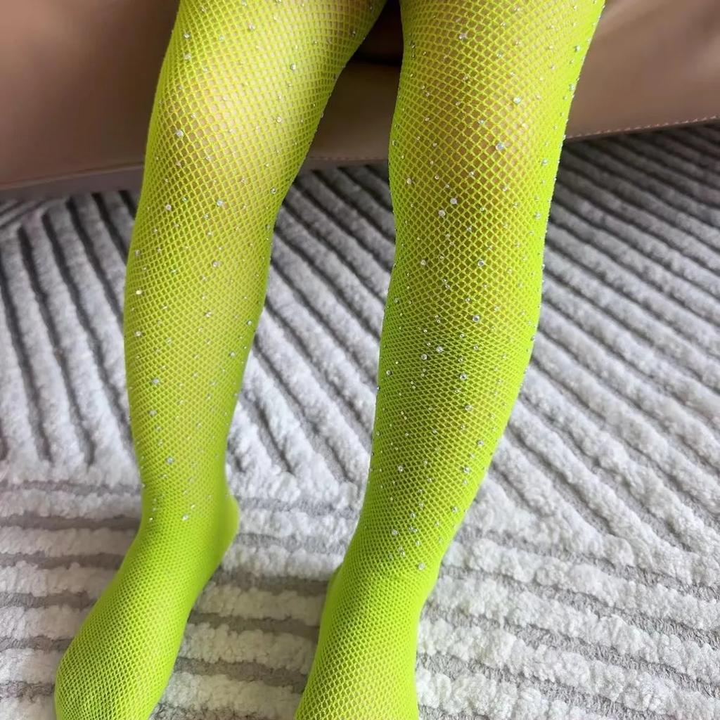 Summer Fishnet Diamond Pants Children'S Tight Fitting Pantyhose Baby'S Cute Sparkling Hollow Latin Dance Leggings Girl'S Gift