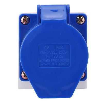 32A-123 Industrial Power 220-250V Brass 3‑Pin Industrial IP44 3 Cores Single‑Phase Industrial Power Indoor and Outdoor