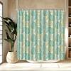 1pc Luxury Leaf Pattern Shower Curtain, Made of Polyester Fabric, Machine Washable, with Hooks, Suitable for Bathroom Décor.