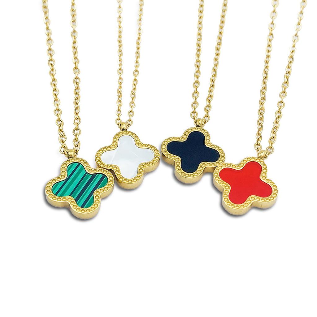 18K Goldbeschichtete Titan Vierblättrige Kleeblatt Halskette | Poliert, Nicht Verblassend, 13mm Anhänger