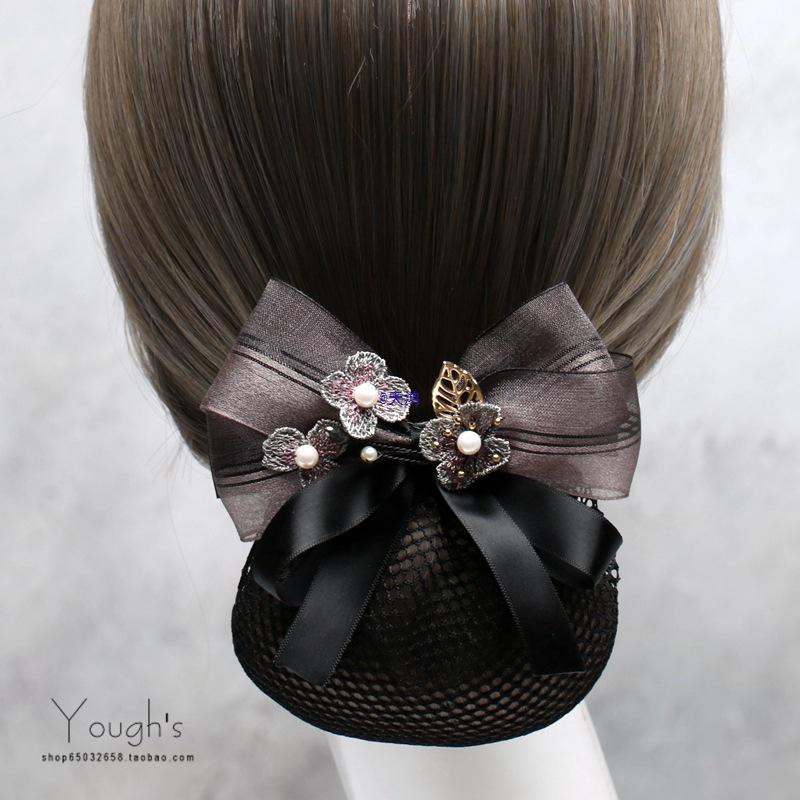 Elegantní síťka na vlasy s mašlí v korejském stylu pro servírku - Profesionální pokrývka hlavy