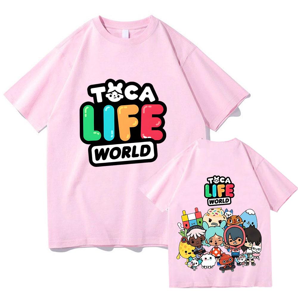 Toca Life World T Shirt Short Sleeve Cartoon Game Kawaii Tee-shirt Funko Pop Comic Cotton O-neck Tshirt Ropa Mujer Cute Clothes