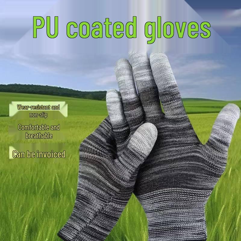 Breathable Anti-Slip PU Coated Nylon Finger Gloves: Wear-Resistant, Anti-Static Protection for Men and Women