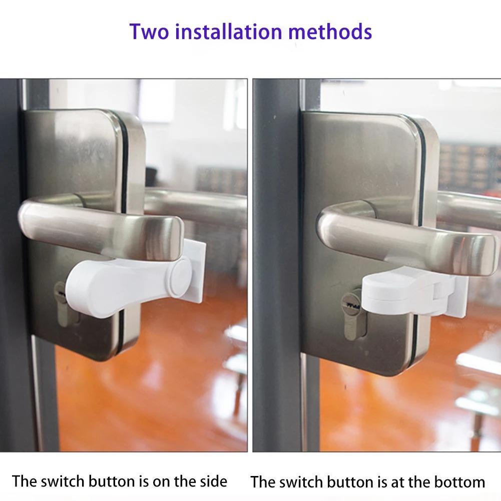 Self-adhesive Kids Door Handle Safety Lock Anti-turn Lever Lock Prevent Children Opening Door Home Childproof Protector