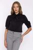 Elegant Black Blouse with Tie At the Neckline - Black 40