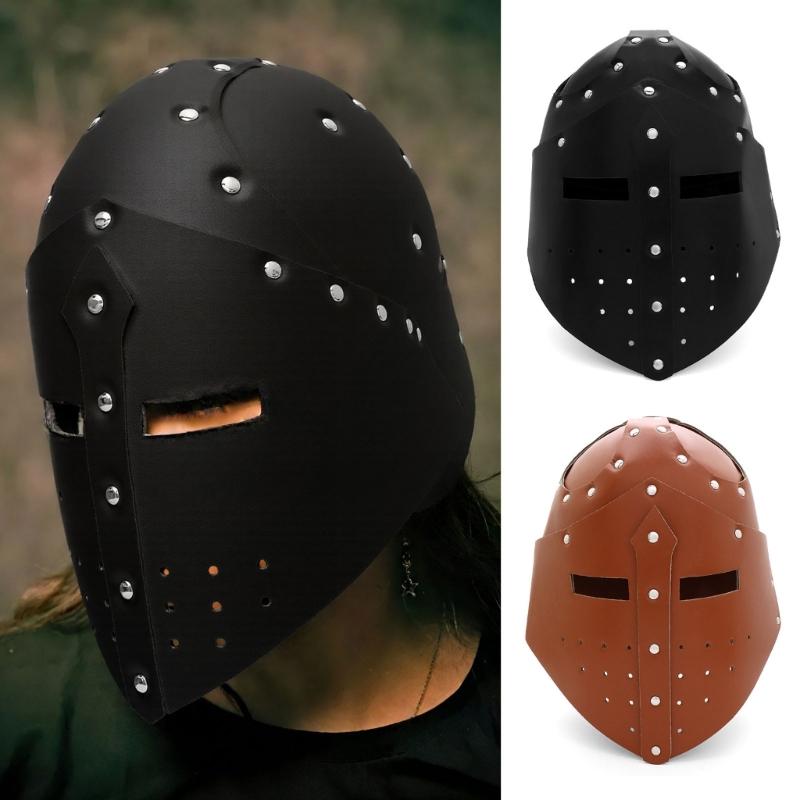 Templars Crusader Knights Helmet Wearable Adults Medieval Costumes Full Face Mask for Halloween Cosplay Party Roleplay