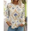 Mode femmes manches longues fleur T-Shirt col rond à manches longues vêtements décontracté vacances cadeau vêtements mode fête T-Shirt