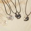2Pcs Magnetic Couple Necklace For Women Men I Love You 100 Languages Projection Necklace Heart Shape Pendant Necklace Zircon