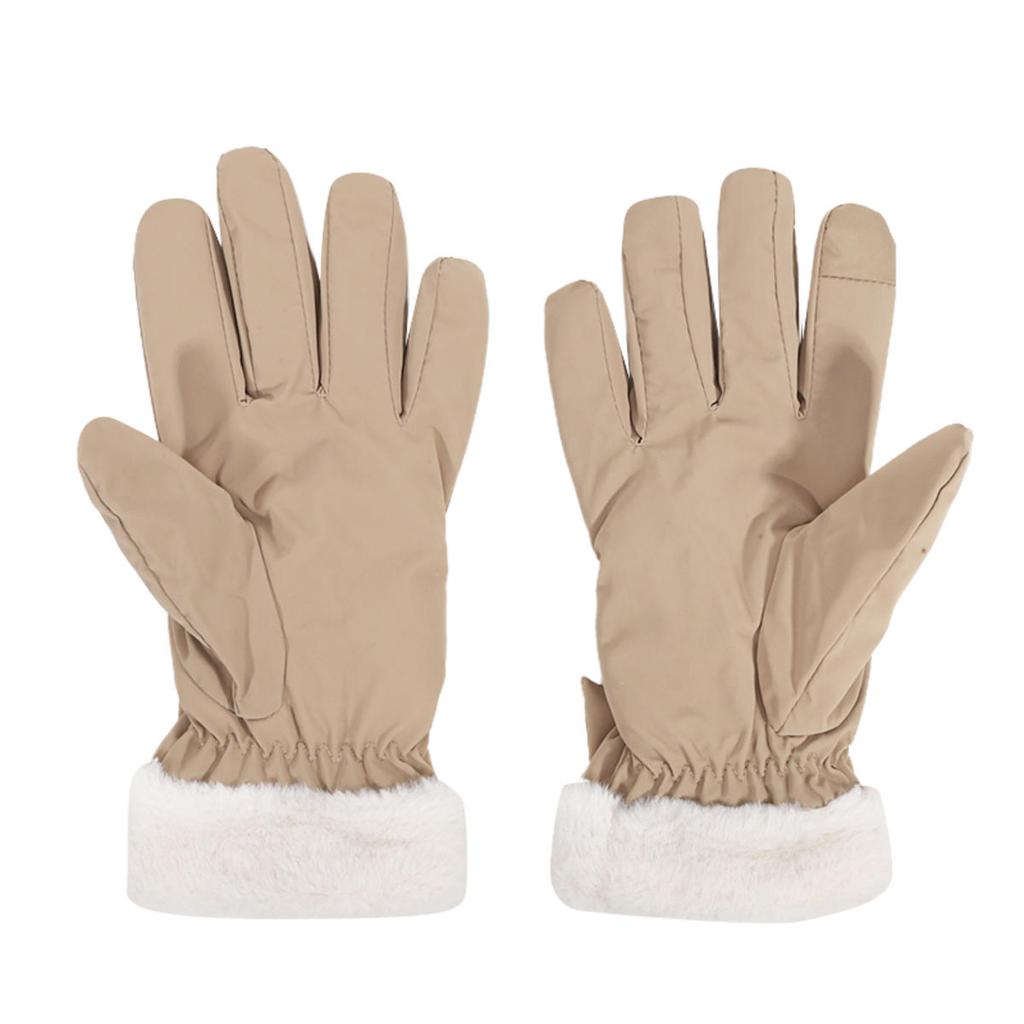 Gants de Ski Femme Hiver Polaire Épais Chaud Peluche Polyester Imperméable Gants Écran Tactile pour Equitation Extérieure Alpinisme