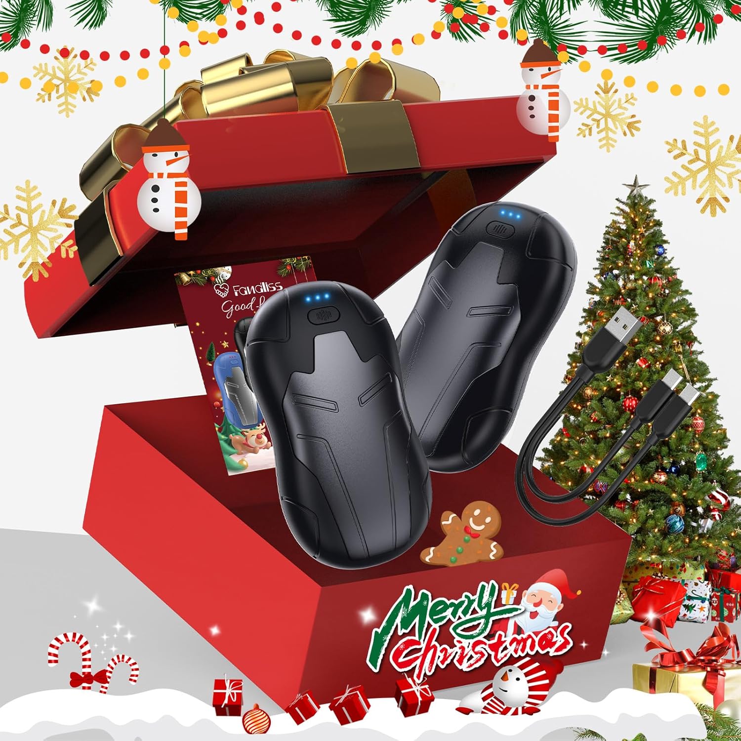 

Hand Warmers Rechargeable,10000mAh Magnetic Double Side Heating, Outdoor Heater Men Women Present for Christmas,Camping,Hunting чорний