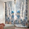 2D Flat Printing 2pcs Christmas Curtains Christmas Snowman6 Digital Printed Polyester Drapes Family Party Use for Outdoor