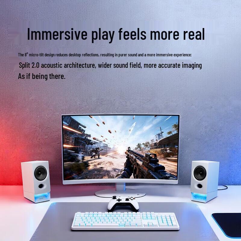 Edifier R20 Desktop Computer Speakers with Bluetooth 6.0 and RGB Lighting CN plug (adapter included)