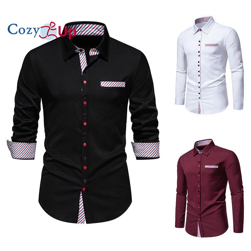 Cozy Up Men's Dress Shirts Long Sleeve Wrinkle-Resistant Casual Button Down Shirt