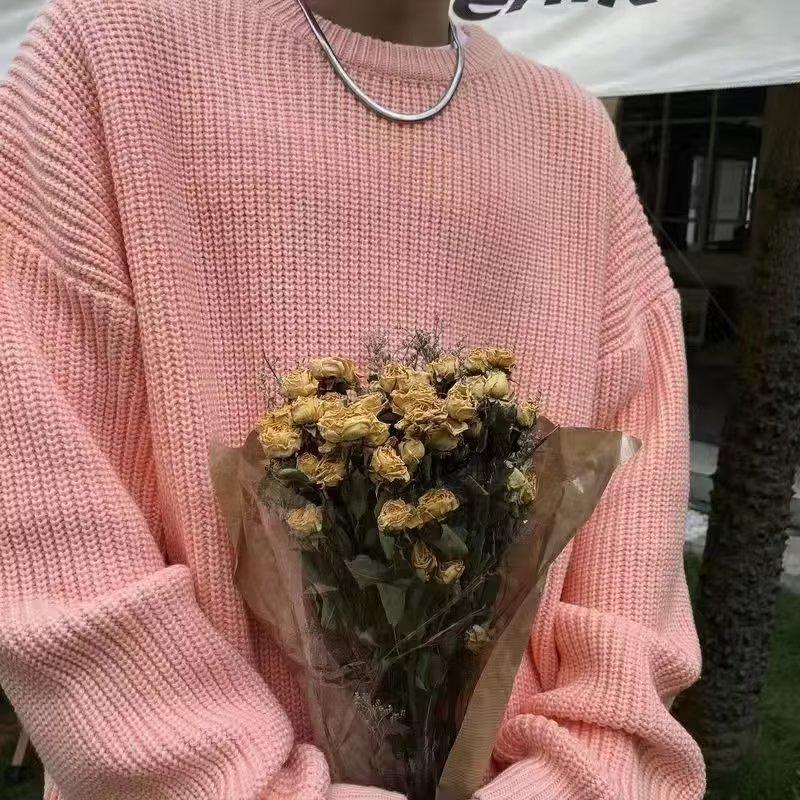 Maglione in maglia da uomo trendy a vestibilità larga con scollo rotondo - Autunno/Inverno 2024