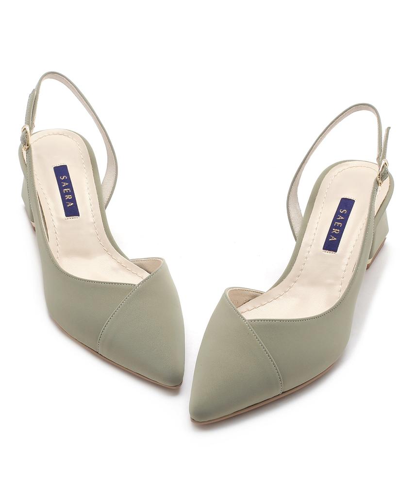 Saera Modern V-Cut Metallic Heel Slingback K56G002 (A Type)