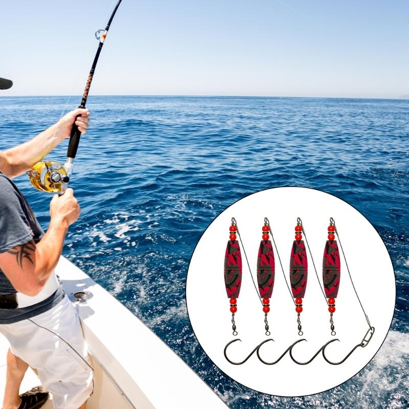 4Pcs High Buoyancy Catfishes Rattling Line Float Catfishes Float Rigs with Hook Fishing Bobbers EVA Foams Peg Float