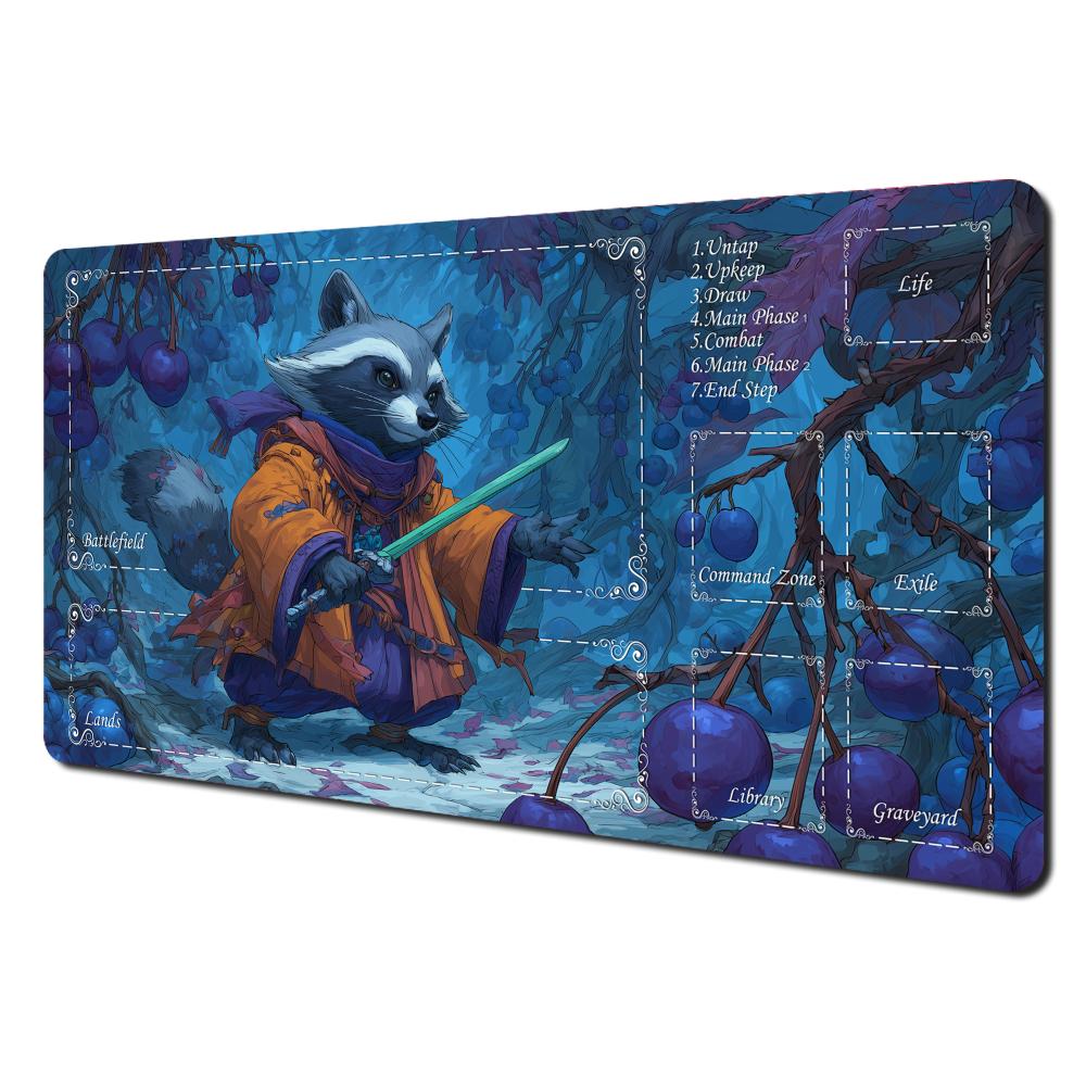 Raccoon Wizard Theme MTG Playmat Magic Card Battle Mat NonSlip Durable XCM Commander Playmat Tapete Magic Mtg Gaming Mats