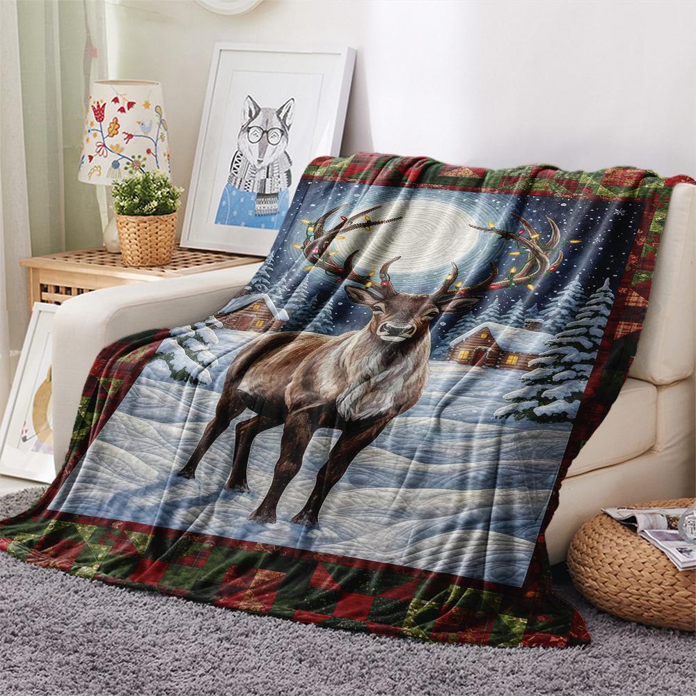 1 Adet Karikatür Baskılı Flanel Battaniye, Yüksek Kalite, Her Mevsim İçin Rahat, Ev Dekorasyonu, Sıcaklık ve Konfor, Noel Doğum Günü Hediyesi İçin Mükemmel