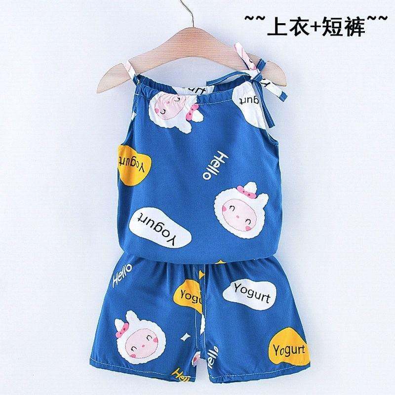 Delightful Cartoon Style Cotton Silk Two-piece Baby Outfit Perfect For Summer Days StyleL,80cm/31.50in