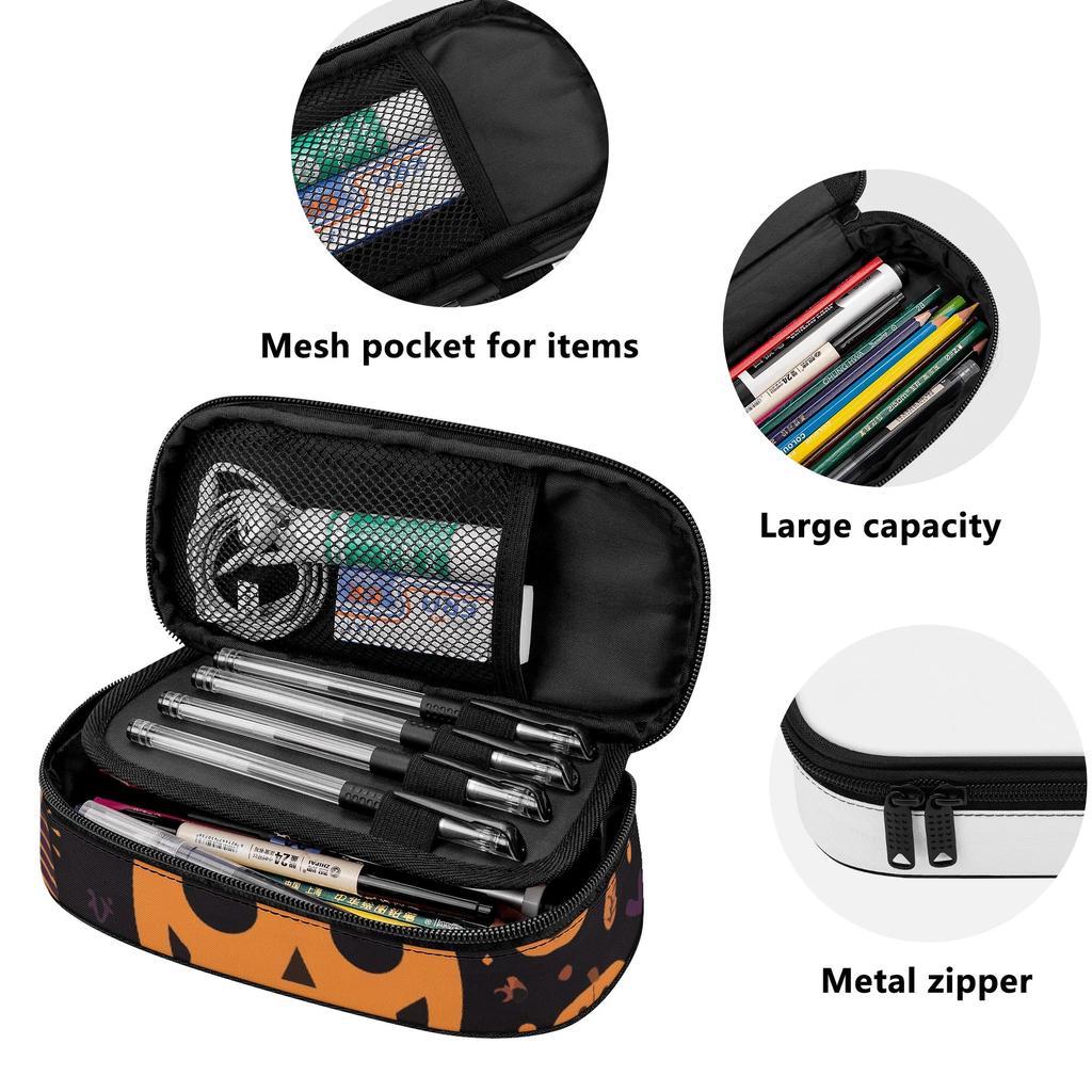 Pencil Bag High Capacity Easy Open Zipper 300D Polyester with Mesh Storage Layer Removable Divider and Pen Holders for Boys Girls