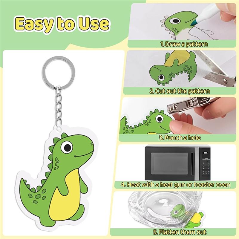 

A25F-186 Shrinky-Dink Sheets Kit, Shrinky Sheets Keychain Kit 25 Sheets Shrinky Plastic Paper, Tassels ,For Craft Marking