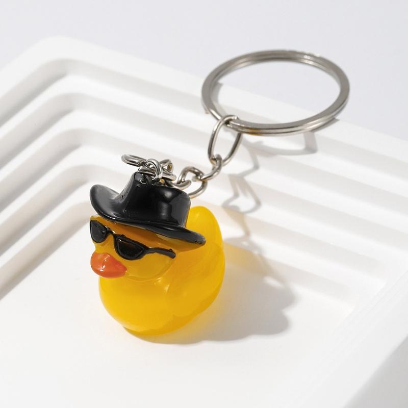 Cute Duck Keychain with Hat Handmade Yellow Duck Pendant Keychain/Earrings Eye Catching Pendant for Women and Kids