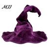 Accessori Costumi da Mago per Adulti Cappello da Strega Donna, Grande Cappello Morbido in Tessuto di Velluto Arricciato, Performance Teatrale Festa di Halloween, Costume Cosplay,