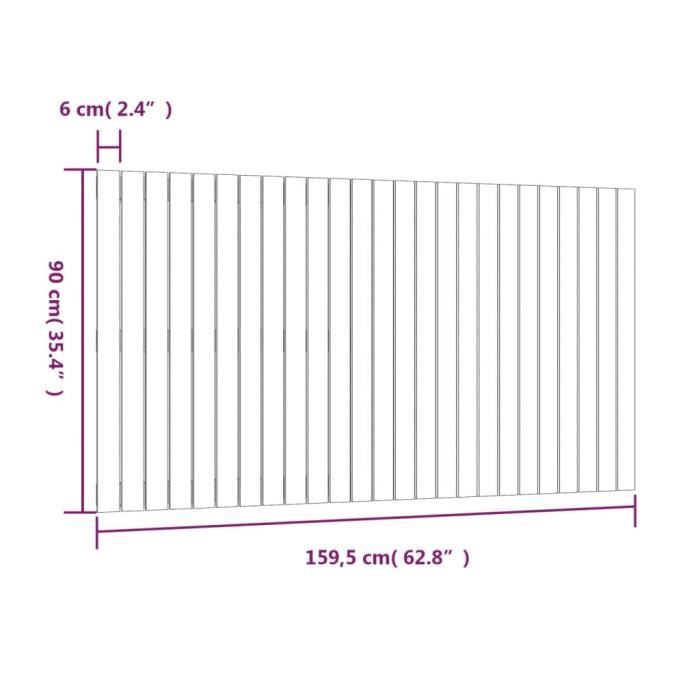 VidaXL Wall-mounted Headboard White 159.5x3x90 Cm Solid Pine Wood 824899