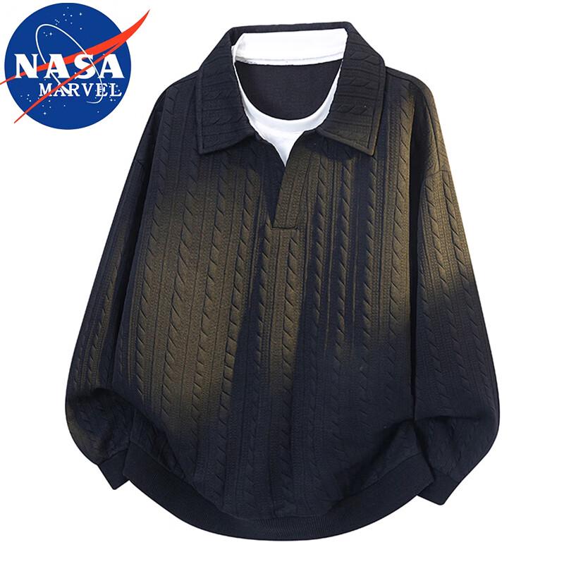 NASA MARVEL Men's Faux Two-Piece Lapel Sweatshirt