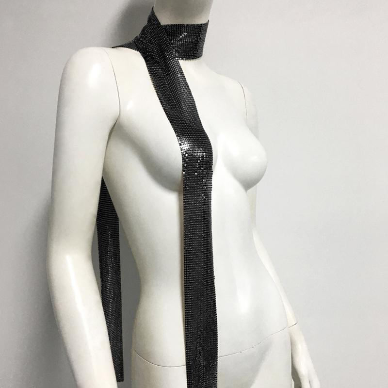 Metal Long Chocker Full Sequins Flickering Nightclub Lady Bridal Wear