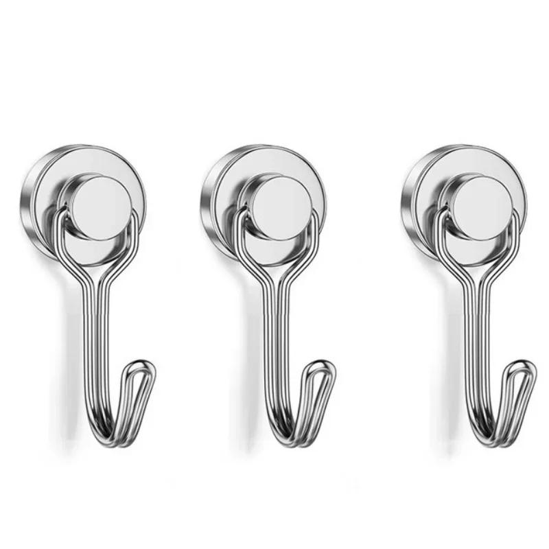 Swivel Heavy Duty Magnetic Hooks Black Silver Strong Magnetic Hooks for Hanging Cruise Cabins Refrigerator Kitchen Locker