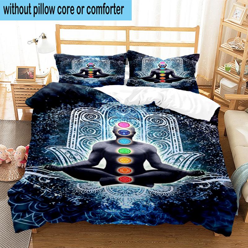 Chakra Balance Meditation 3pcs Bedding,Including 1pc Duvet Cover And 2pcs Pillowcases Perfect for Christmas,Ideal for Bedroom, Dormitory