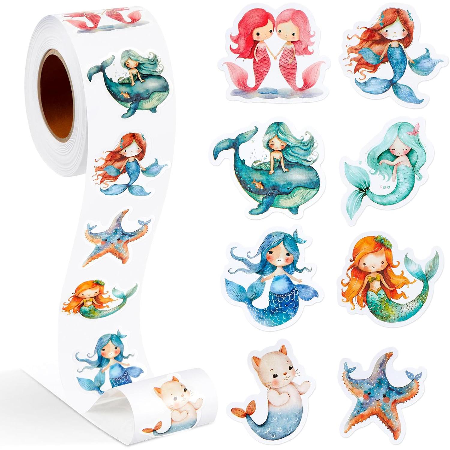 100-500pcs Cartoon Mermaid Sticker kids Reward Sticker Gift Decoration Label Encouragement Student Stationery Stickers