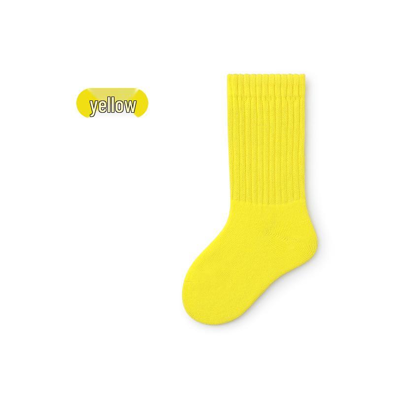 Children's Mid-Calf Cotton Socks for Boys and Girls - Spring/Autumn Style, Loose-Top Princess Design, Infant & Student Sports Socks.