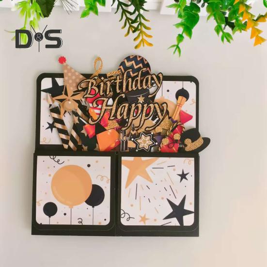 3D Birthday Card Pop-Up Happy Birthday Greeting Card Gift Box with Envelope Handmade Foldable Celebration Card for Family&Friend