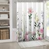 1Pcs Pink Flower Branch Print Shower Curtain, High Quality Polyester Fabric With Hooks, Suitable For Bathroom Decoration