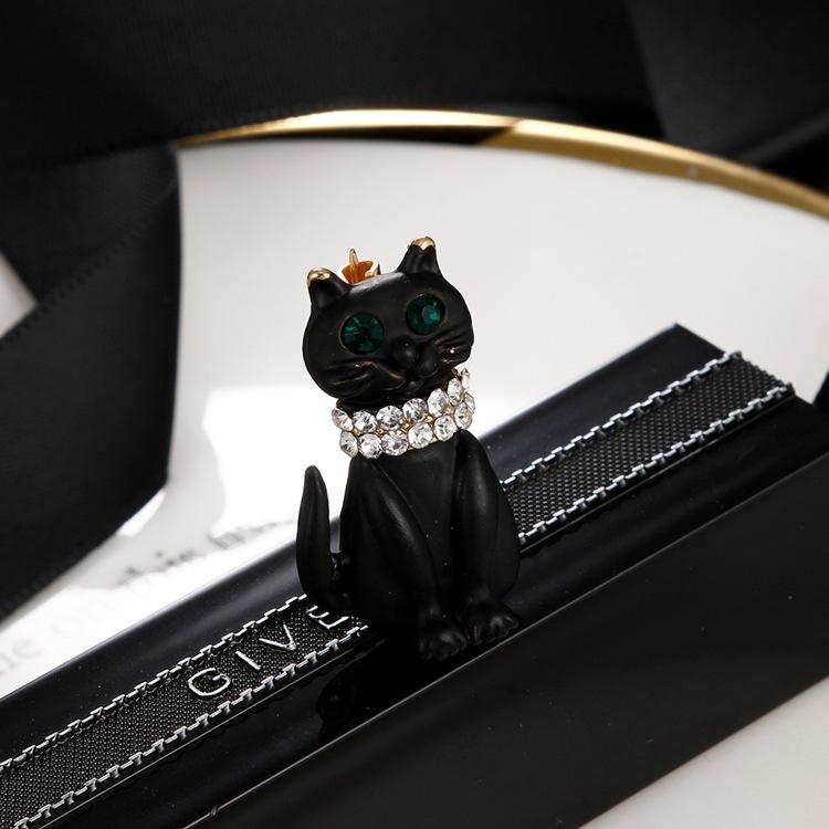 Animal Clothing Alloy Diamond Drip Cat Brooch Pin Brooch