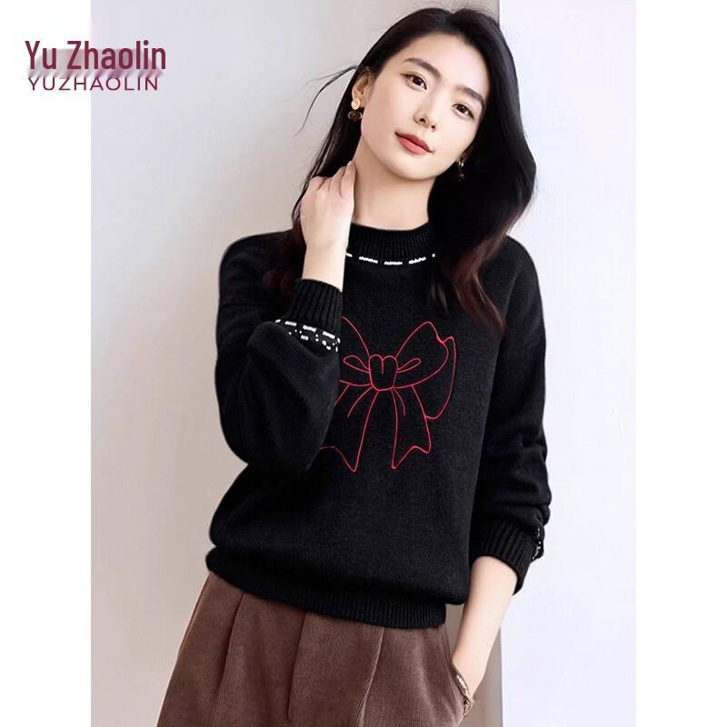 YUZHAOLIN Women's Bow-Knot Print Knit Sweater
