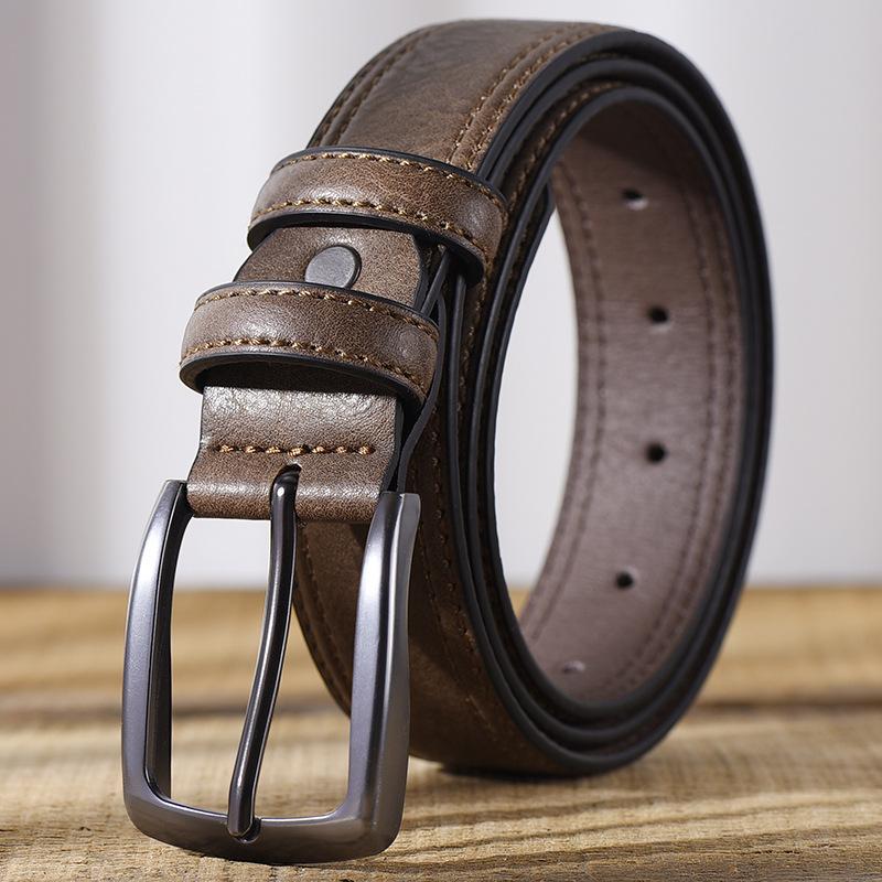 Retro Belt for Men Casual Business Simple Belt for Men Middle-aged and Young Men Fashionable Versatile Pin Buckle Belt