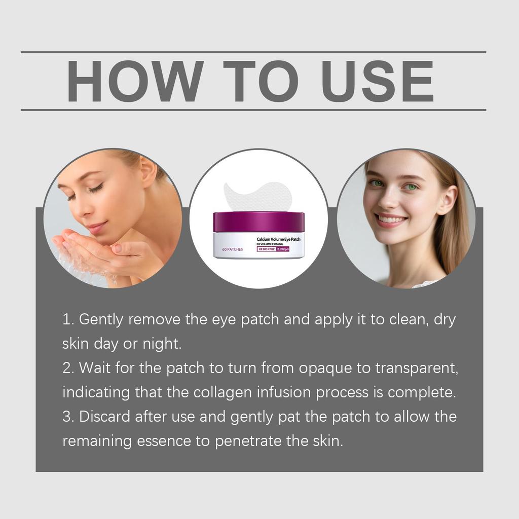 Vápníkové objemové oční polštářky Proti kruhům pod očima Vrásky Redukce otoků Lifting Zpevnění Jemné vyhlazení Hydratační maska na oči Péče o pleť