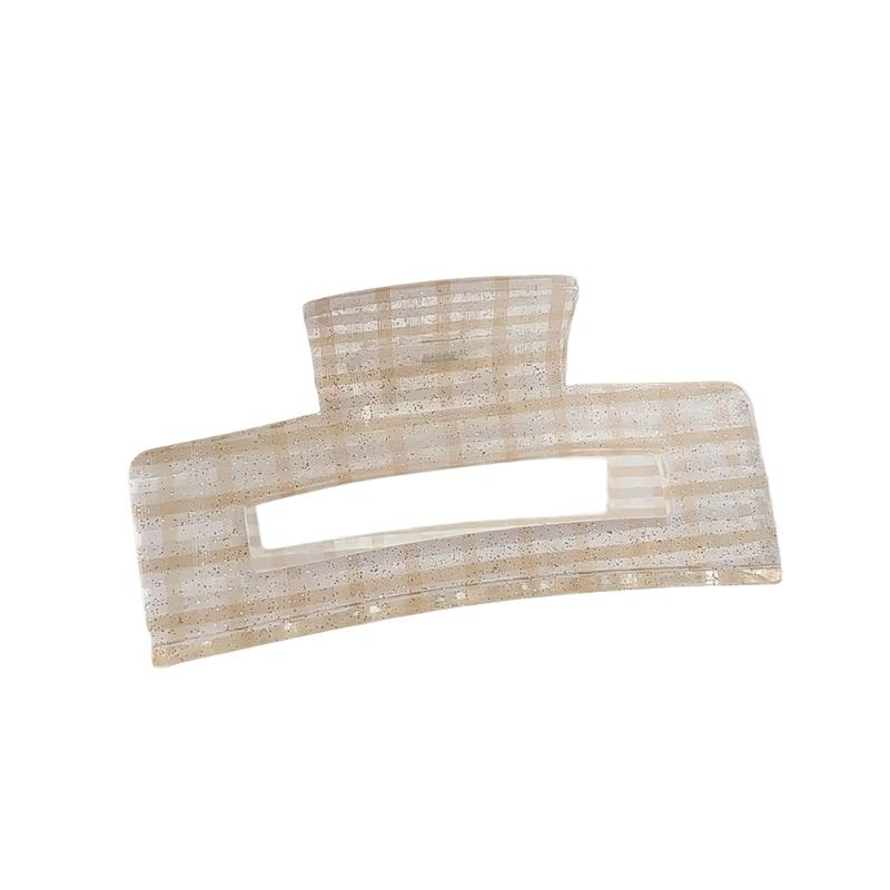 

Elegant Checkered Acrylic Hair Clip Korean Design Lightweight Headdress Nonslip Hair Grip For Long Hairs жёлтый