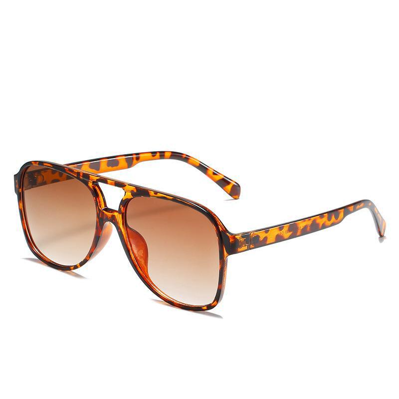 Retro Doppelbrücken Damen nicht polarisierte Sonnenbrille Mode Anti-Blaulicht-Brille Trendy Hollow Leopard Brille