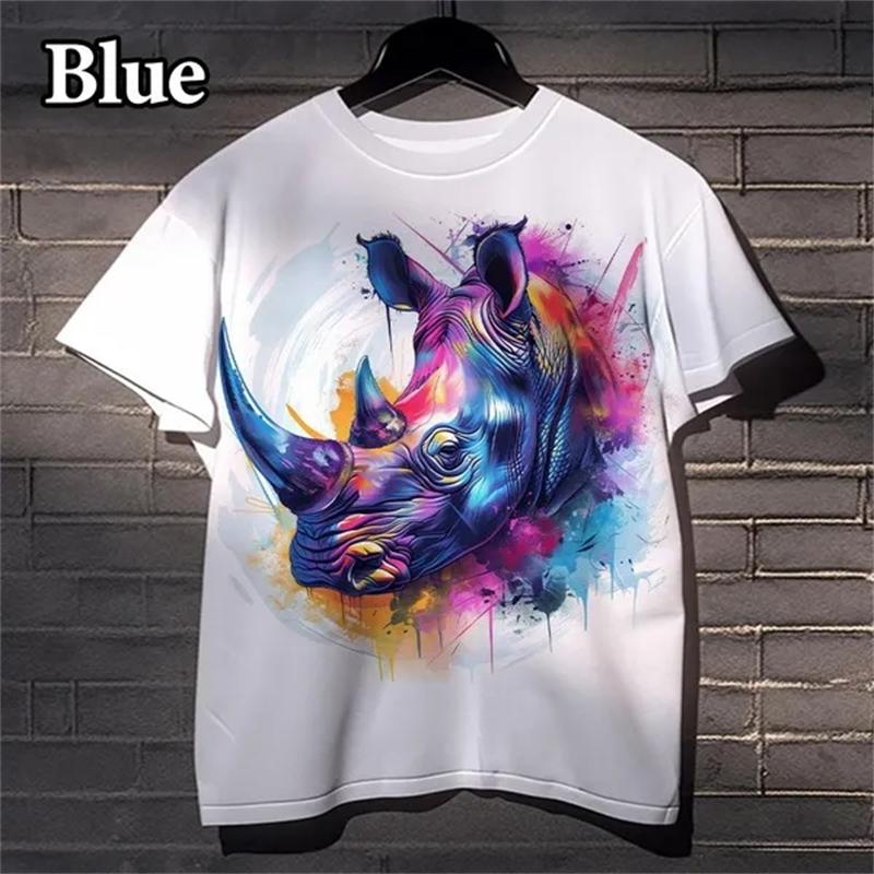 

Футболка с короткими рукавами и принтом в виде животного носорога на 3D-принте в уличном стиле, повседневная, в стиле хип-хоп, для лета, для мужчин и женщин с круглым вырезом 6XL