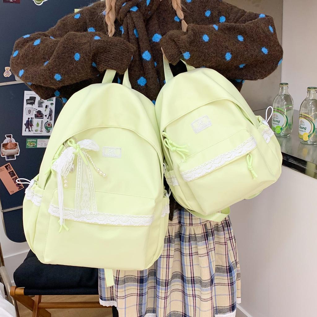 School Bag, Japanese-style INS Lace Lace Soft Girl Backpack, Soft Girl Casual Backpack, Lightweight Forest Style Student Backpack
