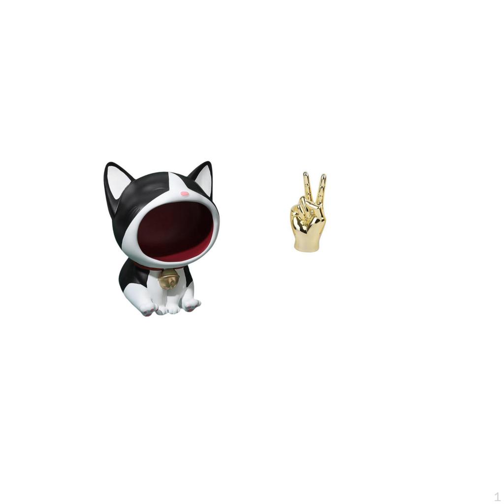 Cat Statue Art Craft Ornament Entrance Key Bowl Candy Decorative Figurine Hand Finger Gesture