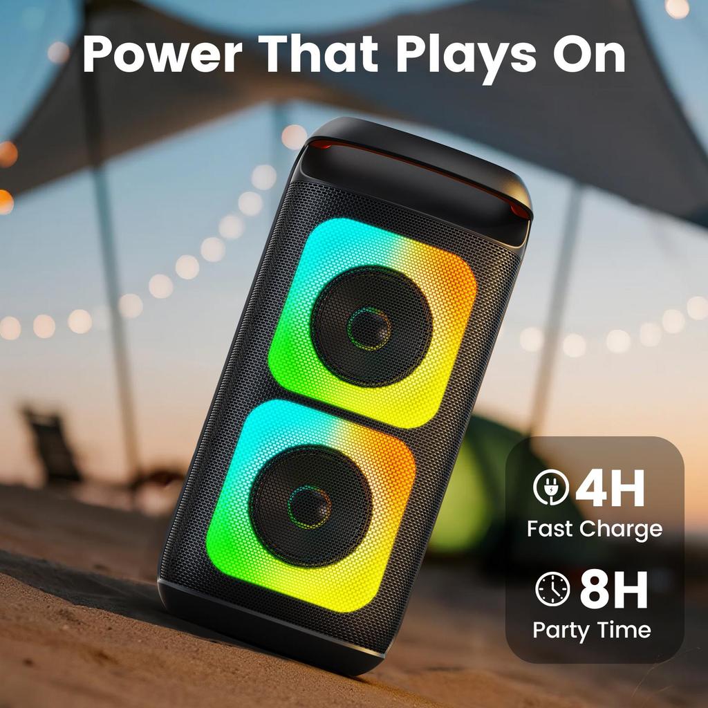 Karaoke Machine with 2 Wireless Microphones, Portable Bluetooth Karaoke for Adults, Powerful Dual 8" Subwoofer Karaoke Boombox