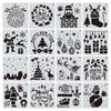 16Pcs/Set Christmas Stencils Template Templates for painting Stamping Cake Cards Crafts