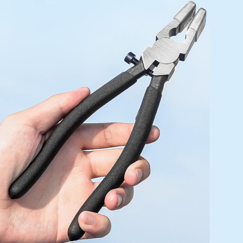 Professional Glass Tile Nipper 8 Inch Heavy Duty Carbon Steel Ceramic Breaker Pliers with Adjustable Screw for Stained Glass
