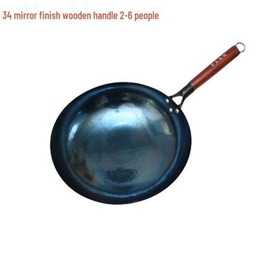 Dreieckiger Drache 34cm Handgefertigter Eisen-Wok mit Holzgriff